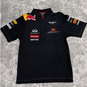 Red Bull Racing Formula 1 Team Kids Short Sleeve Zip Polo Shirt Size S